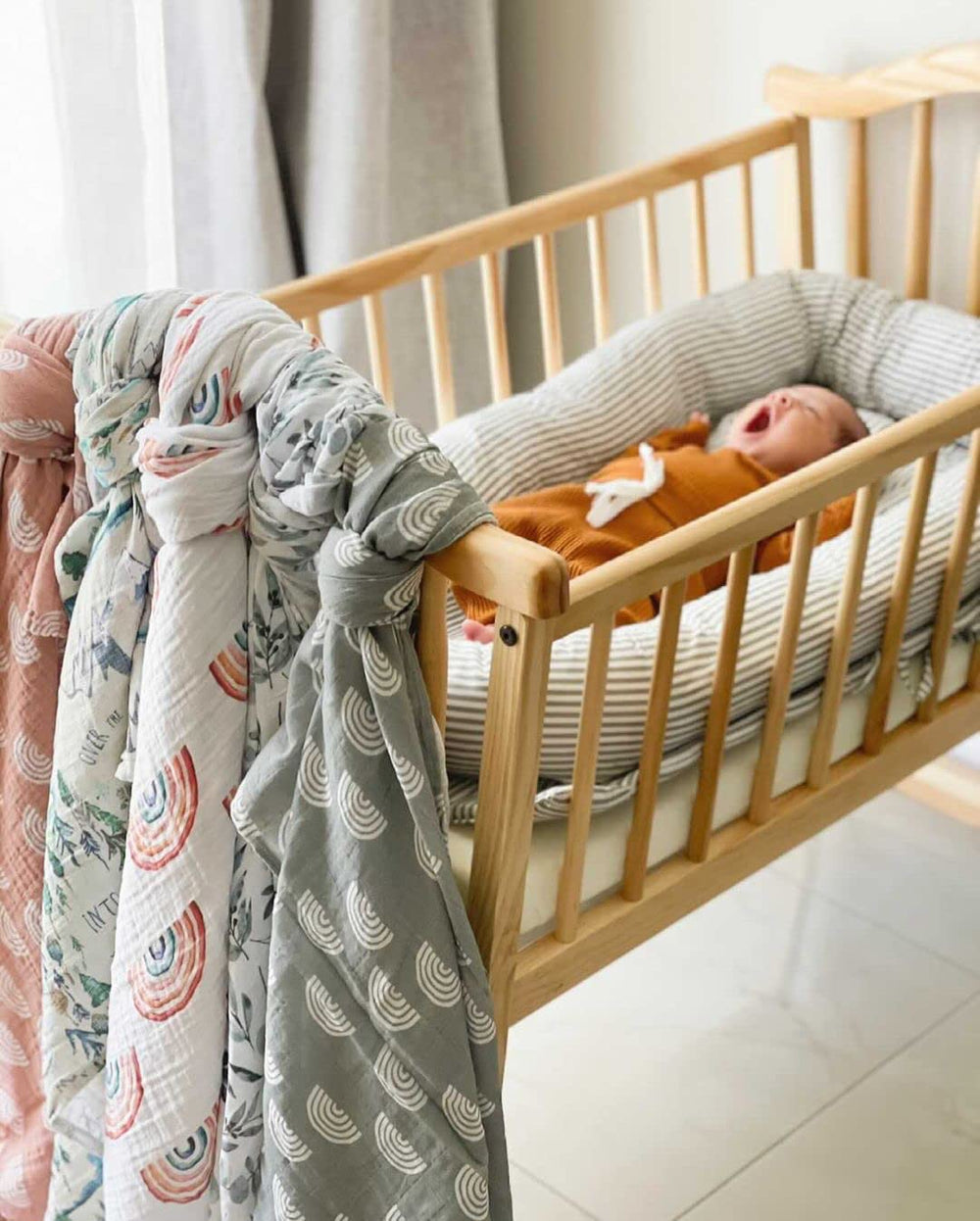 Miaoberry open-weave muslin detail shows gentle, breathable texture