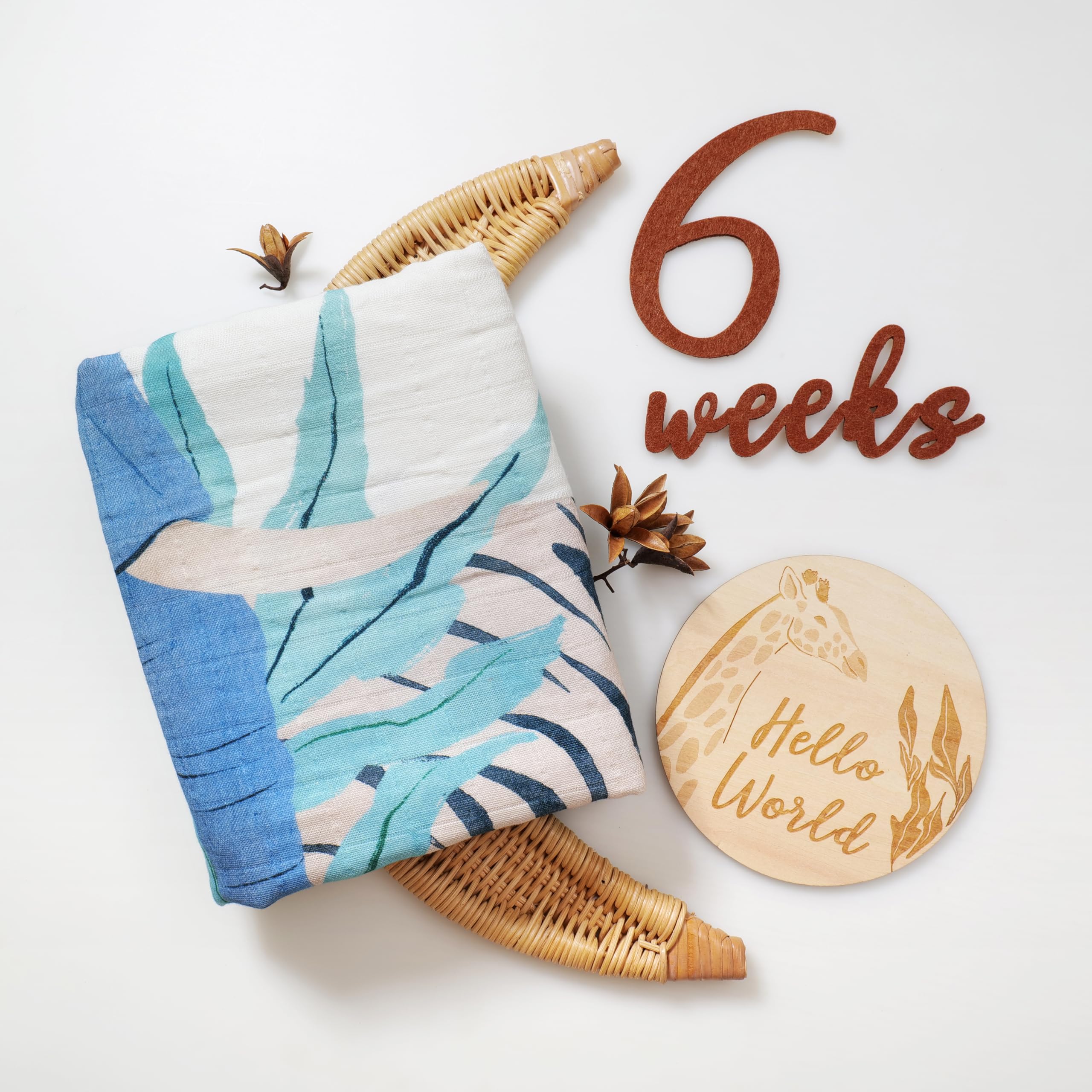 Miaoberry Safari Milestone Blanket with elephant motif for cozy sessions.