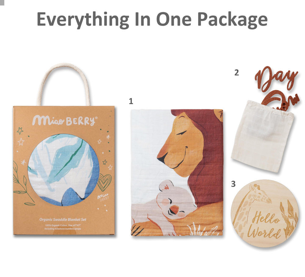 Miaoberry Safari Milestone Blanket features giraffe profile for adorable portraits.