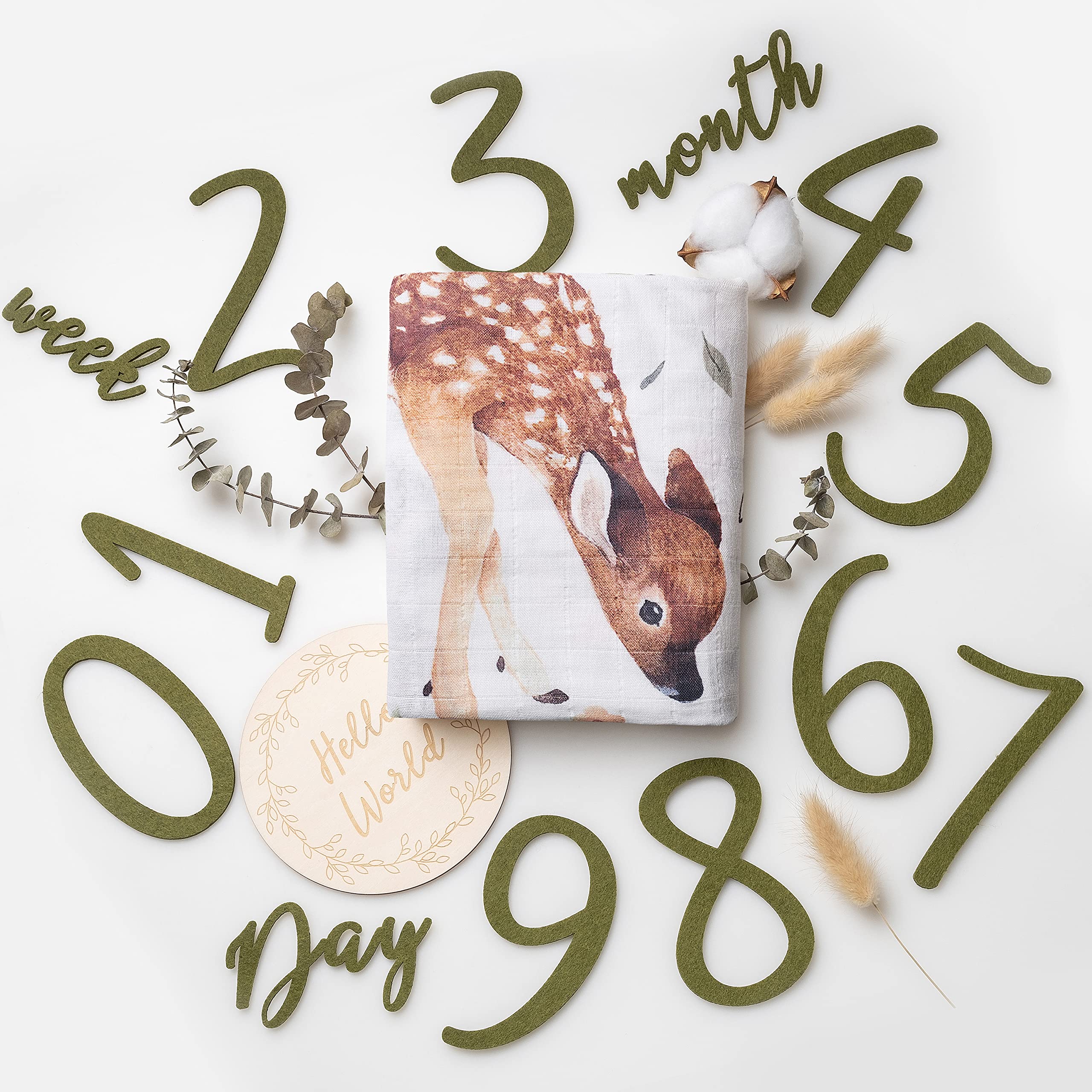 Miaoberry woodland milestone blanket with forest animals for adorable monthly photos.
