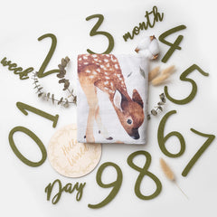 Miaoberry woodland milestone blanket with forest animals for adorable monthly photos.