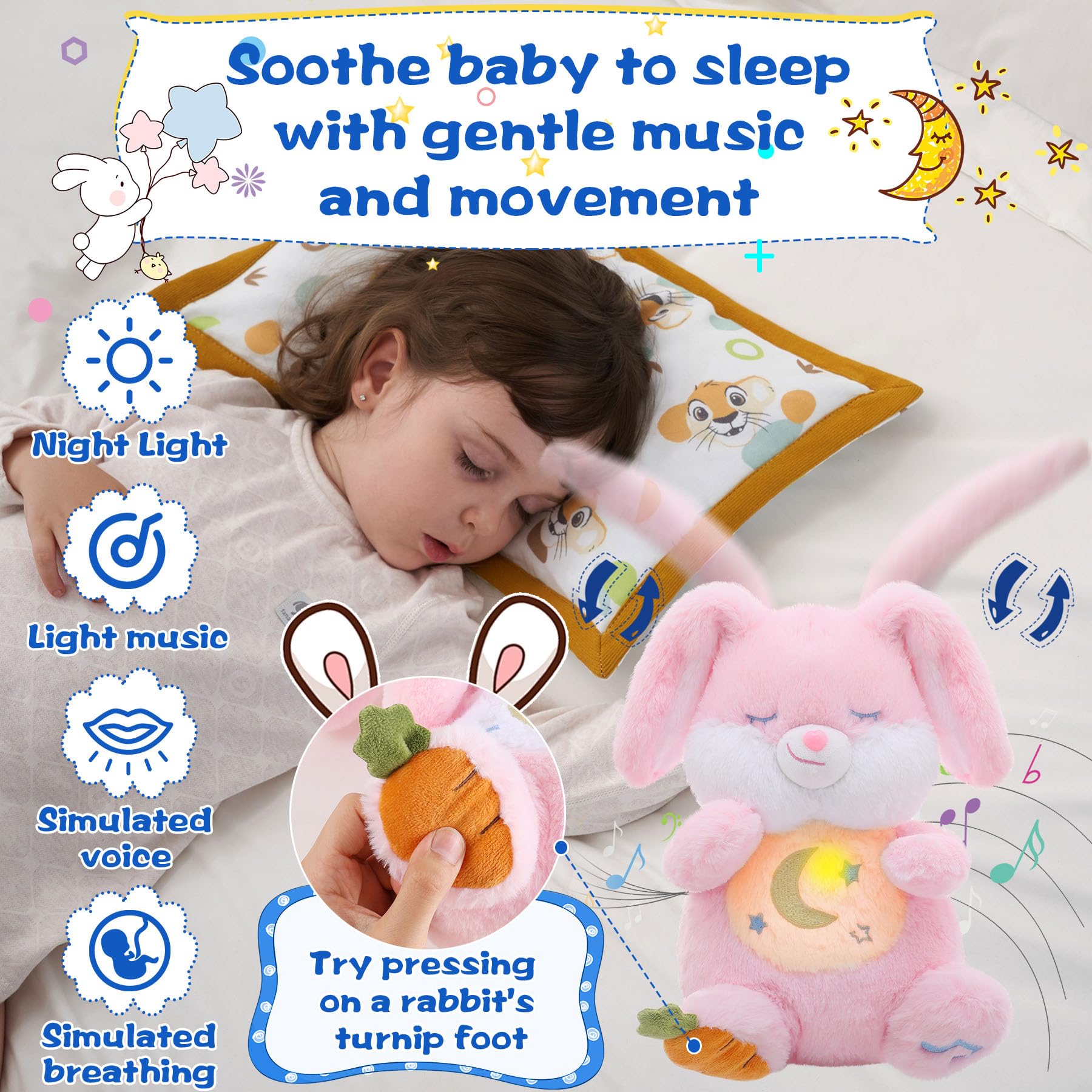 MIAODAM breathing bunny plush ideal for snuggle-friendly playtimes
