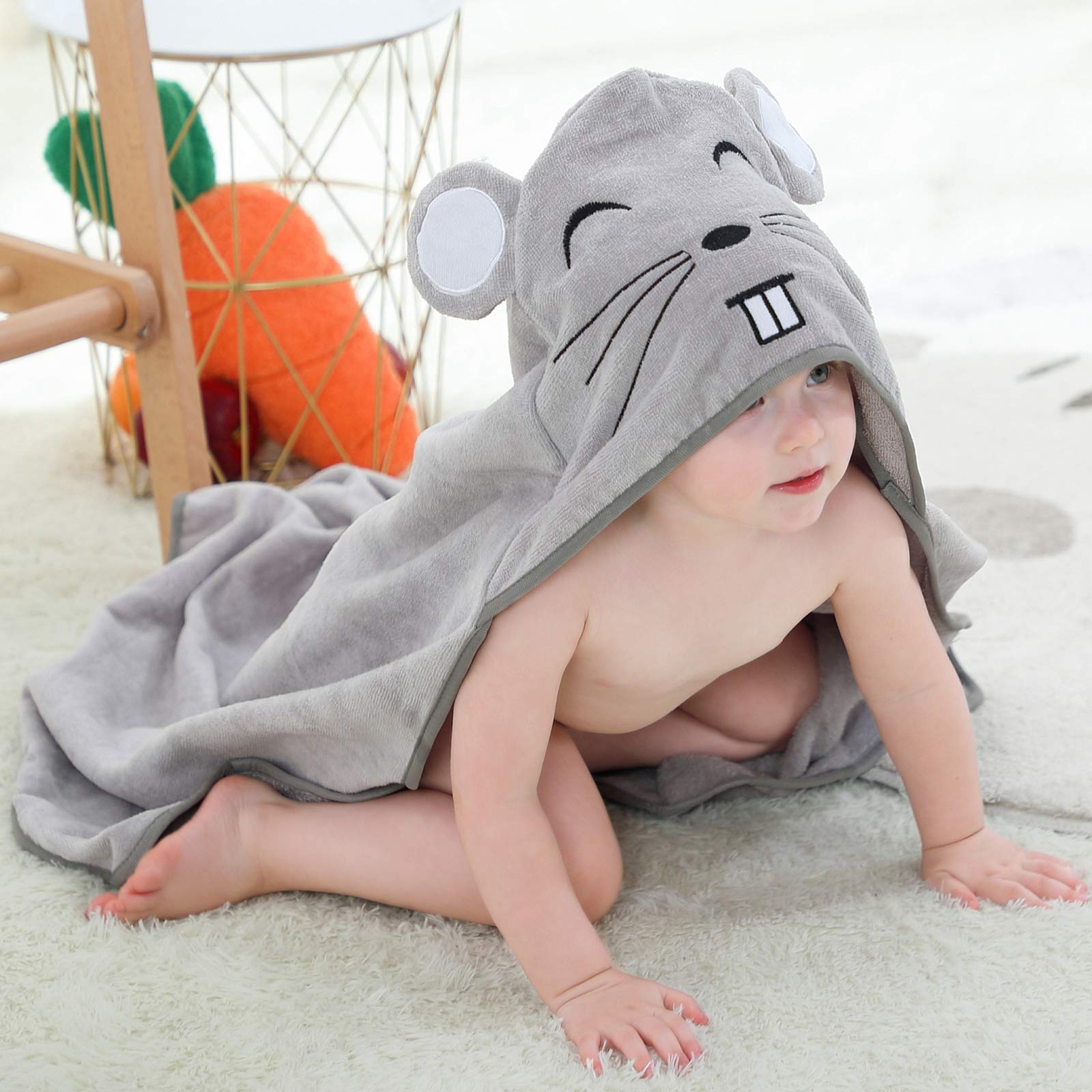 MICHLEY Animal Hooded Towel after-bath use for warmth and absorption