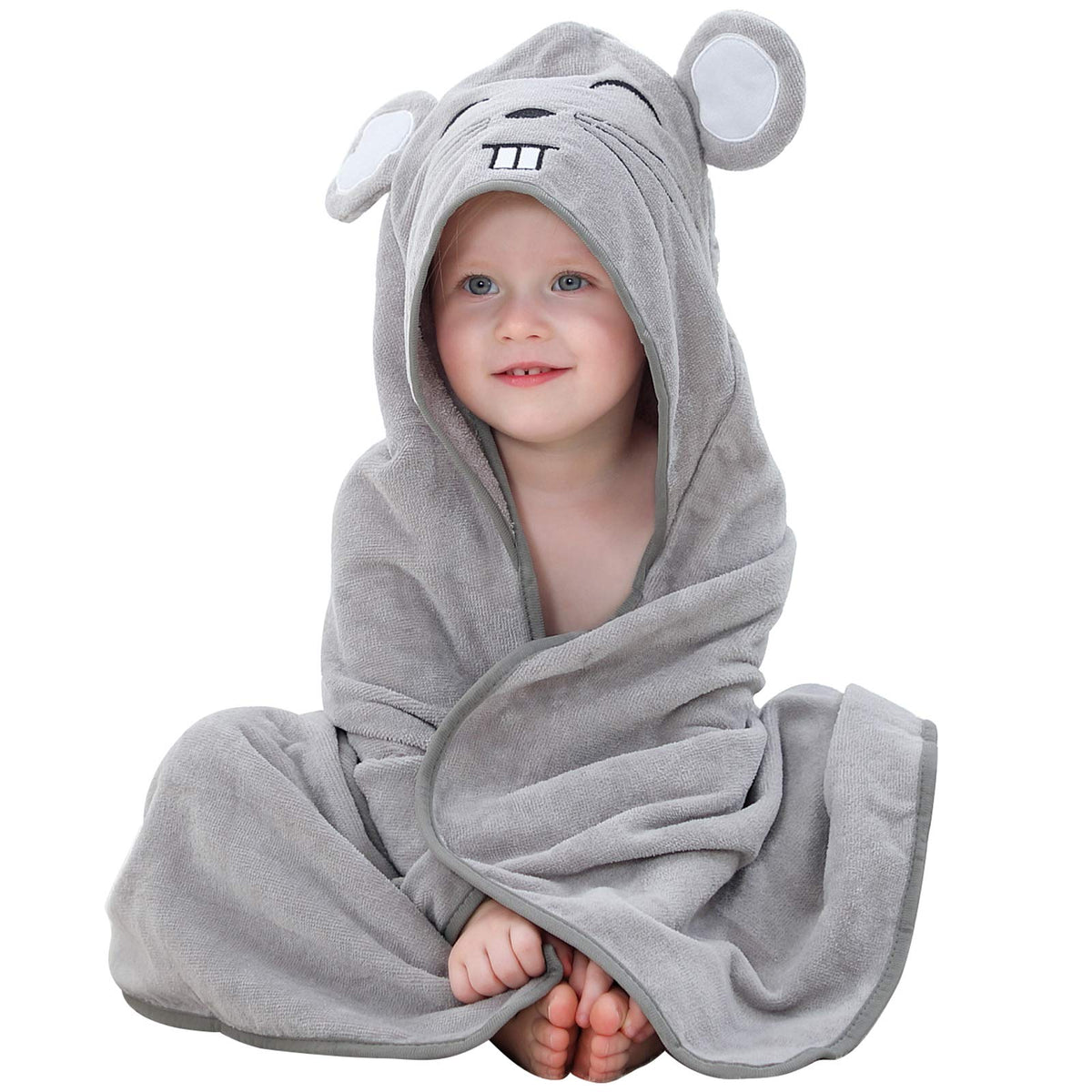 MICHLEY Animal Hooded Towel front view shows large size for post-bath snuggles