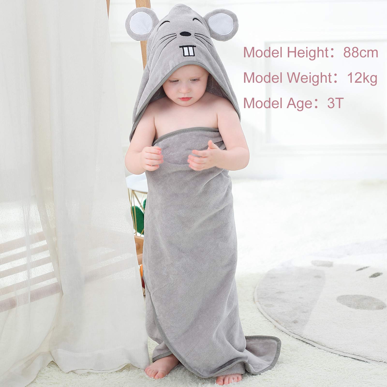 MICHLEY Animal Hooded Towel large size enables easy wrapping for growing kids