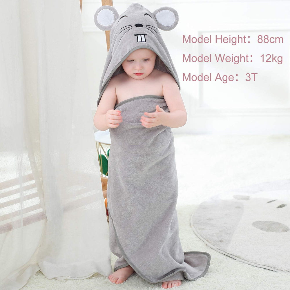 MICHLEY Animal Hooded Towel large size enables easy wrapping for growing kids