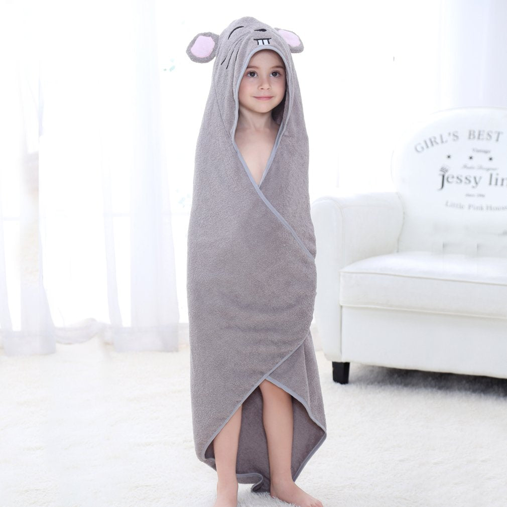 MICHLEY Animal Hooded Towel mouse design delights kids during drying