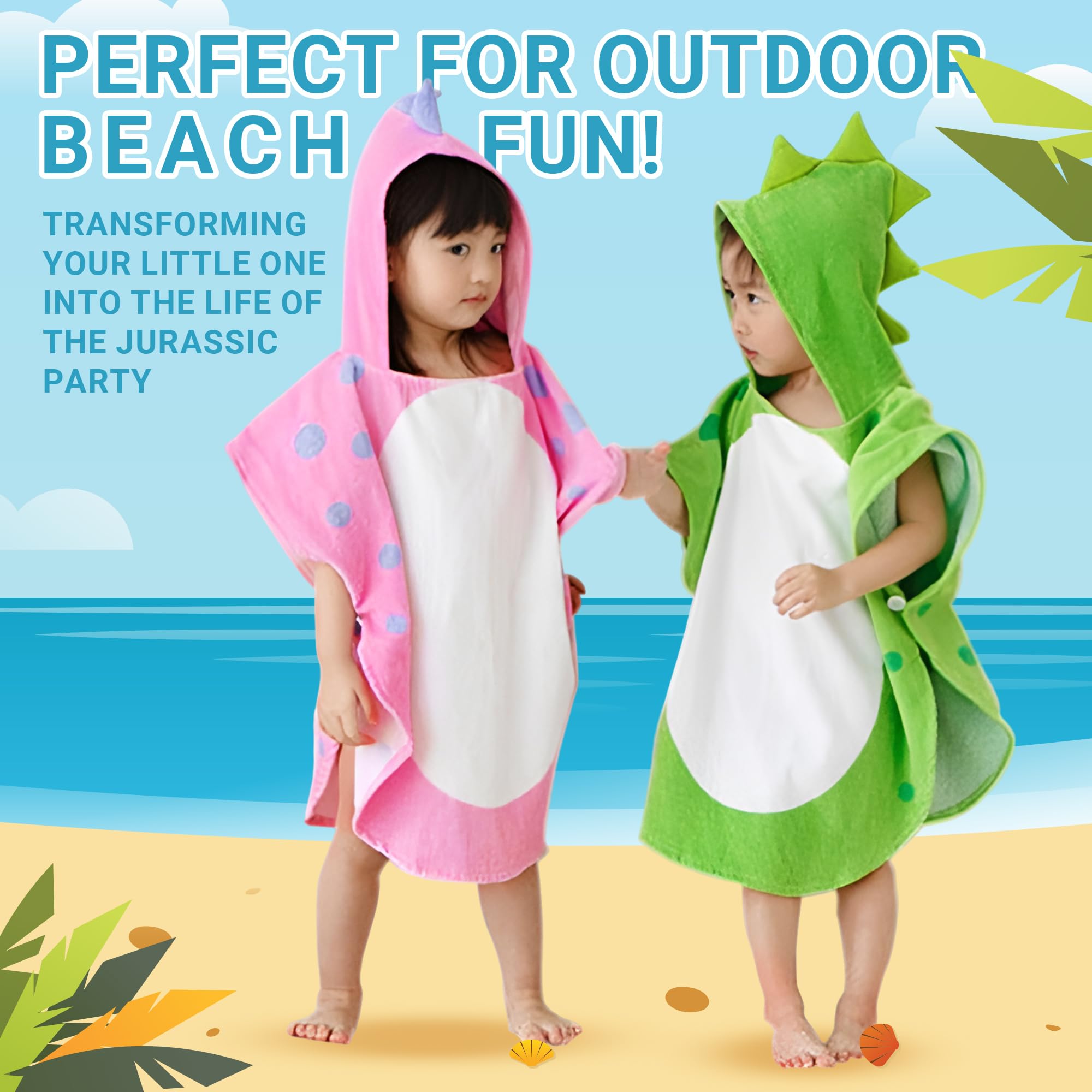 MICHLEY animal-pattern poncho towel, versatile for bath or beach.