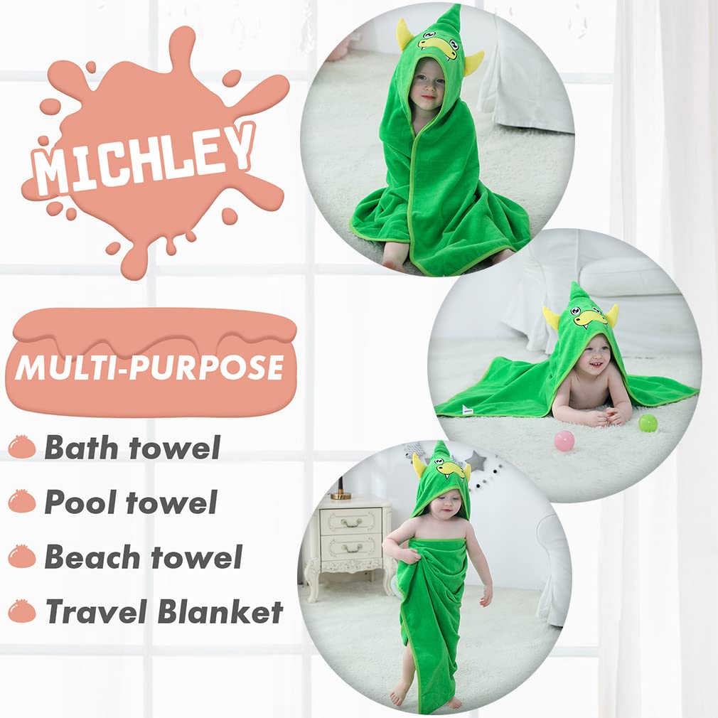 MICHLEY baby animal hooded towel 35x35 inch size for growth.
