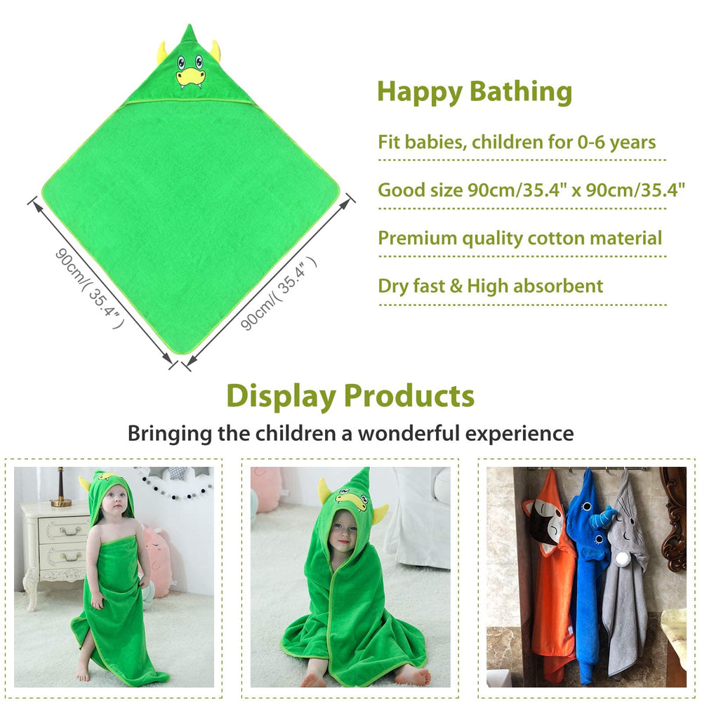 MICHLEY baby animal hooded towel hood keeps head warm after swimming.