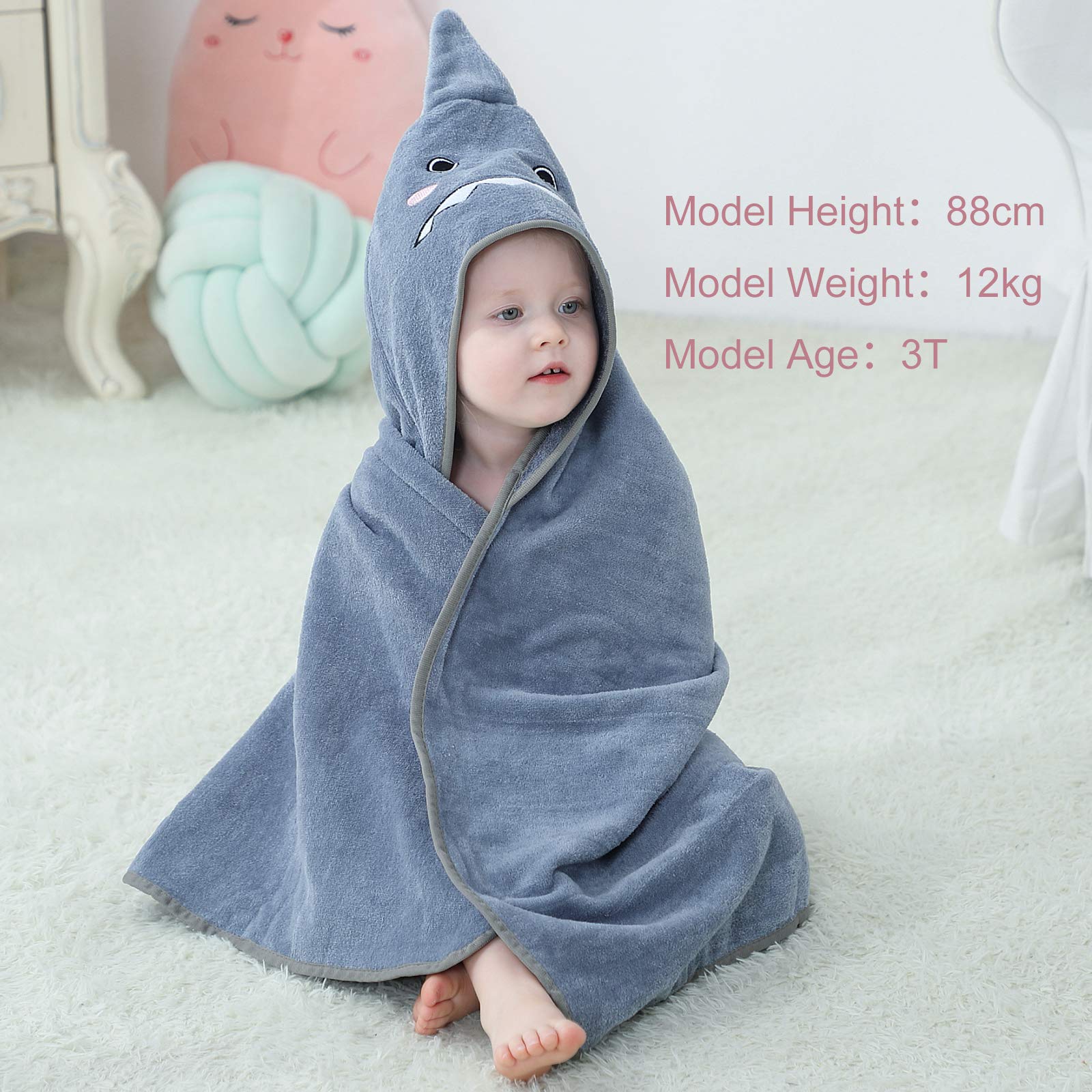 MICHLEY baby hooded towel hood closeup shows soft fabric and warmth