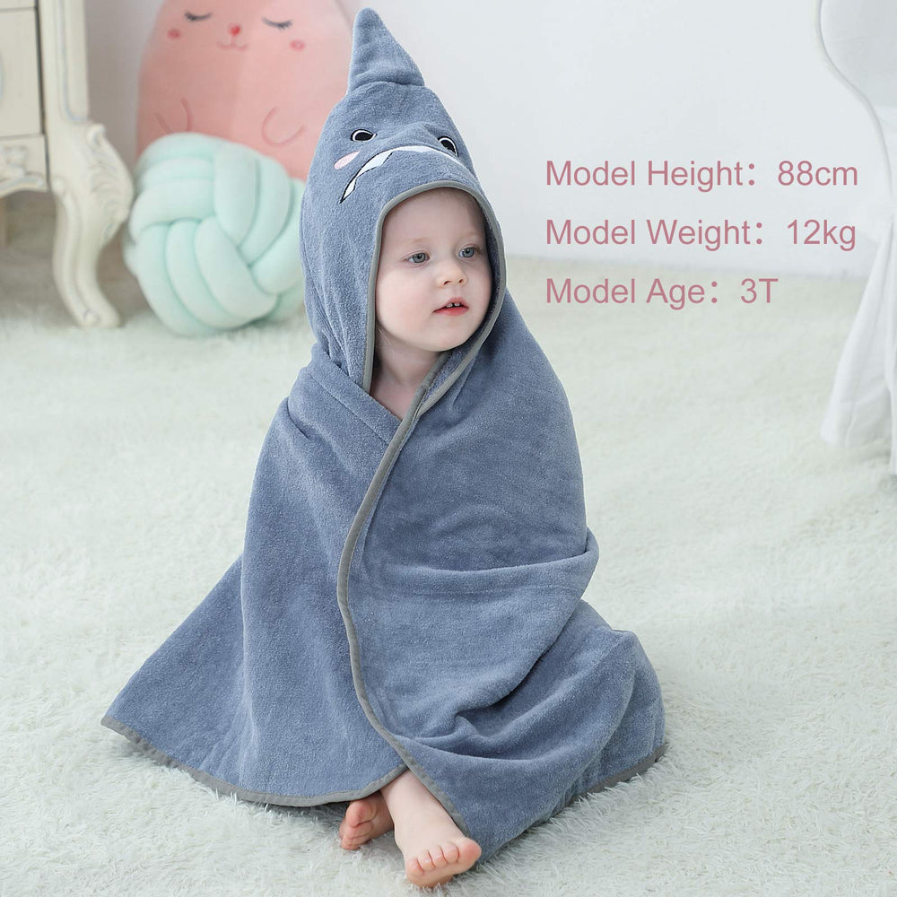 MICHLEY baby hooded towel hood closeup shows soft fabric and warmth