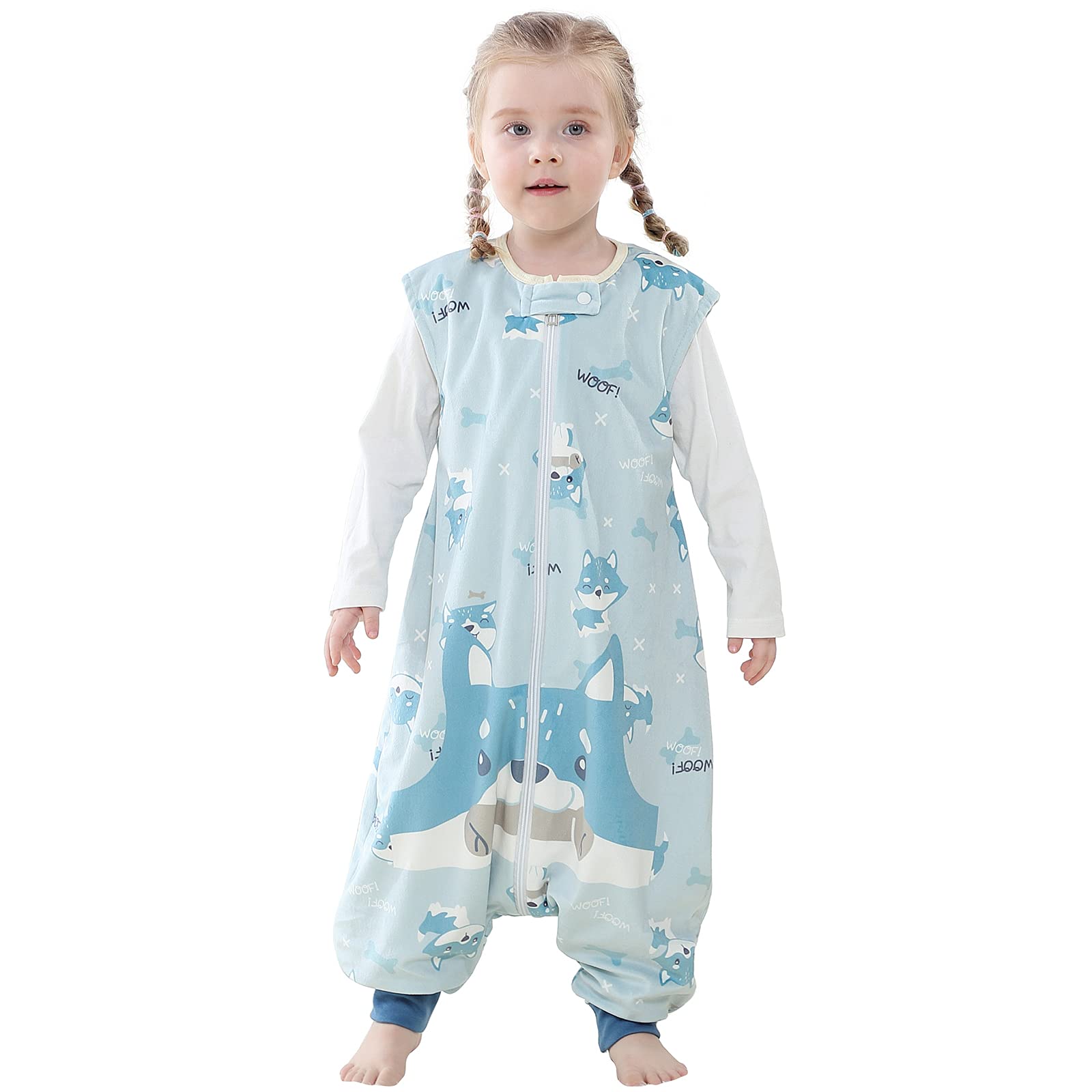 MICHLEY baby sleeping bag with dog design shown from the top for cozy sleep.