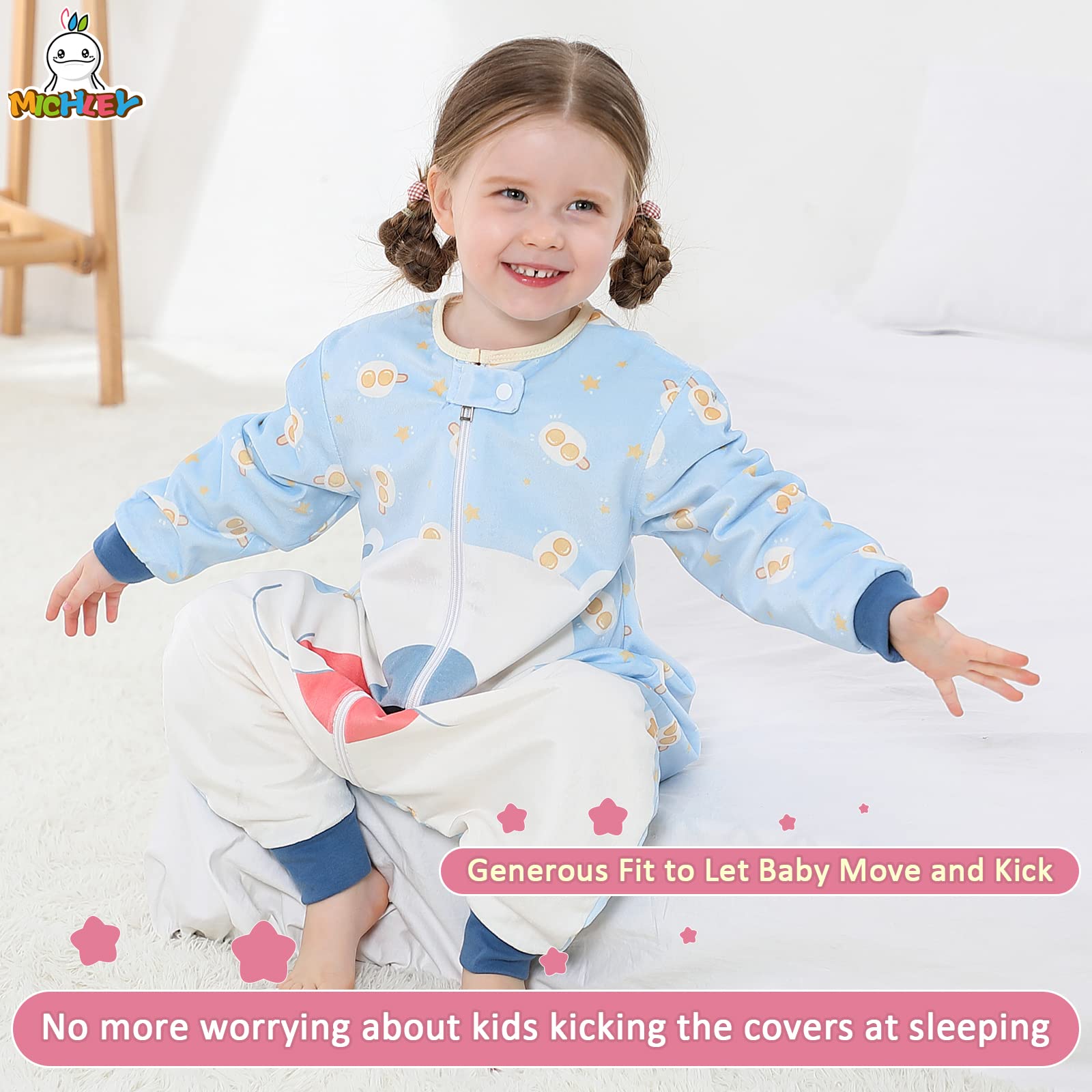 MICHLEY sized for 1-3T, 3-5T, 5-6T to grow with your baby.