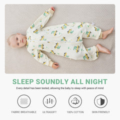 MICHLEY long-sleeve green sleeping sack aids year-round temperature regulation.