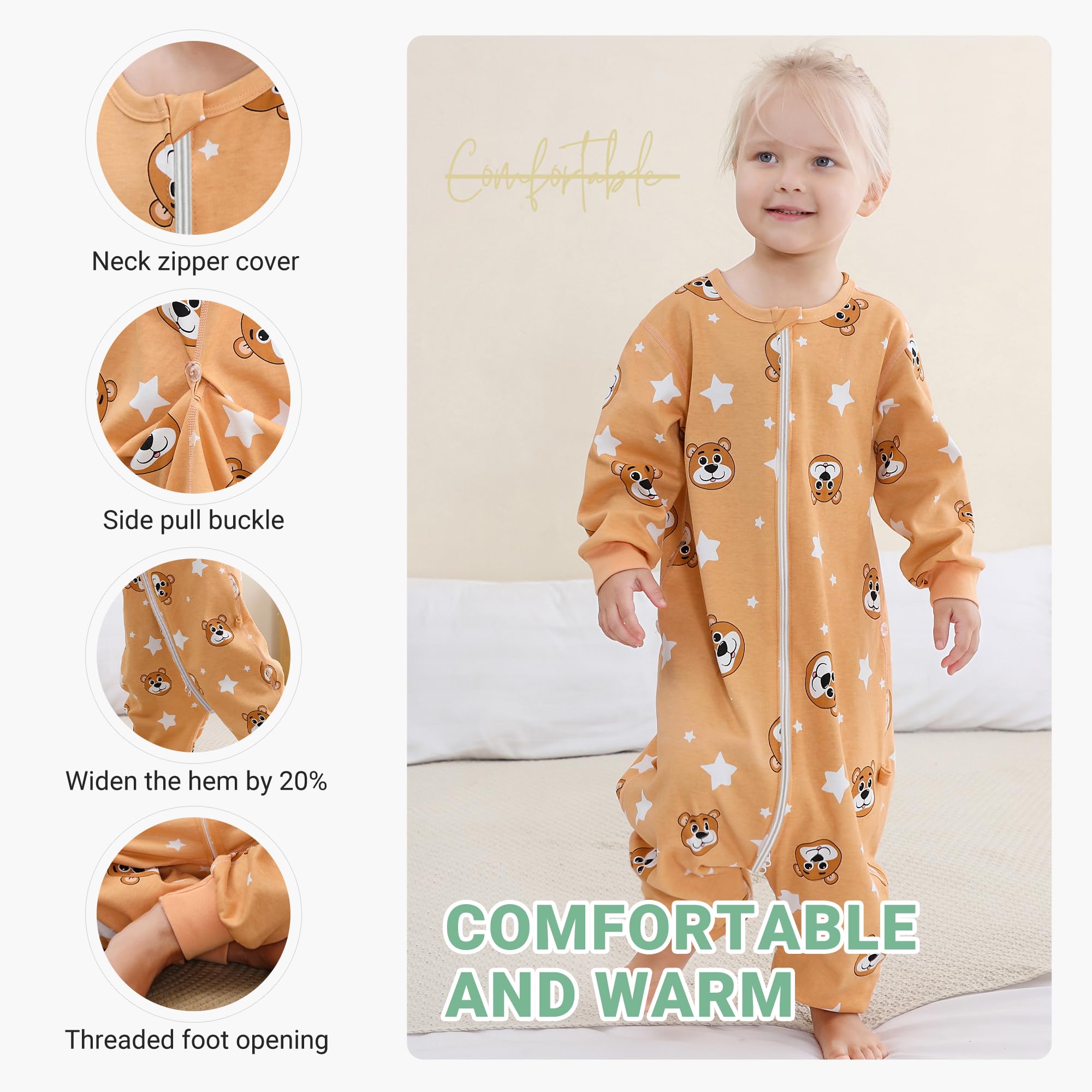 MICHLEY baby sleeping sack with long sleeves in soft cotton for cozy nights.