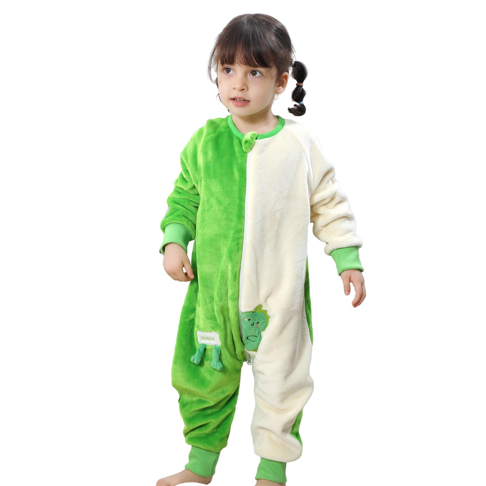 MICHLEY baby sleepsack with legs dinosaur front view for easy dressing