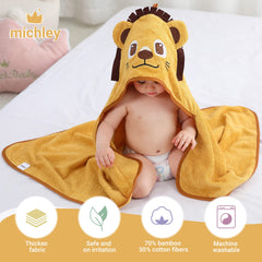 MICHLEY bamboo hooded towel Lion after-bath wrap provides full coverage and warmth.