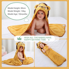 MICHLEY bamboo hooded towel Lion fabric close-up, shows soft fibers and absorbent weave.