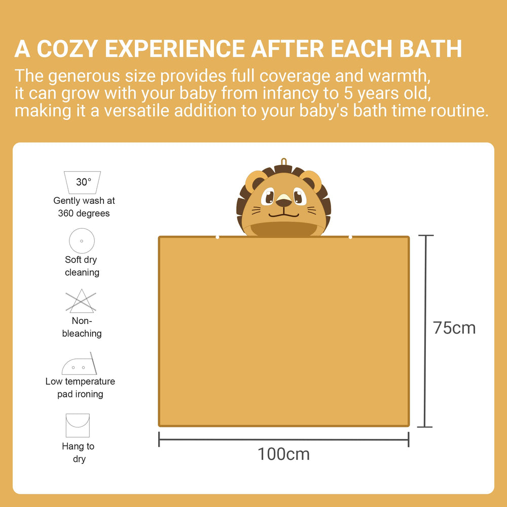 MICHLEY bamboo hooded towel Lion gift-ready design supports eco-conscious bath routines.
