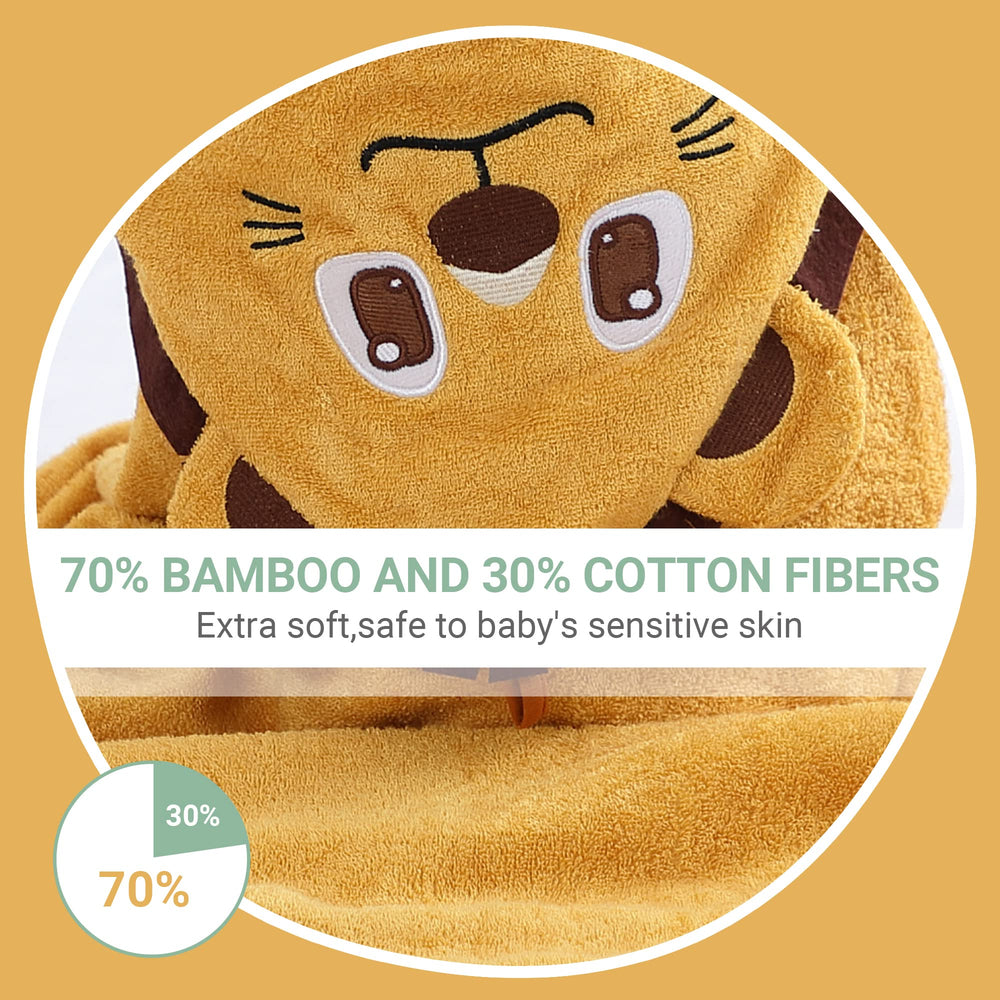 MICHLEY bamboo hooded towel Lion packaging, ready for gifting.