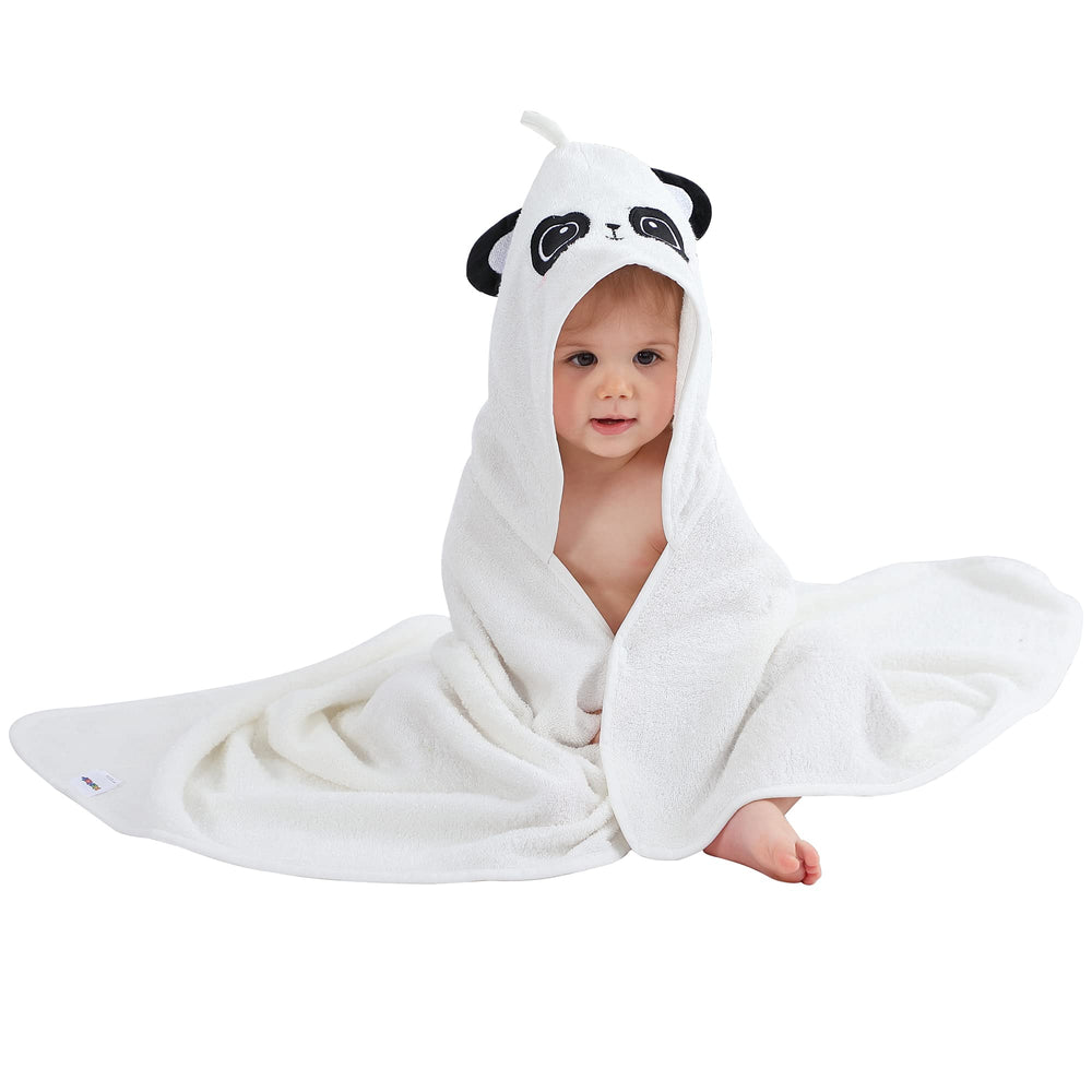 MICHLEY hooded towel in bath scene shows soft, absorbent after-bath comfort.