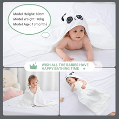 MICHLEY bamboo hooded towel in nursery setting highlights two growing sizes.