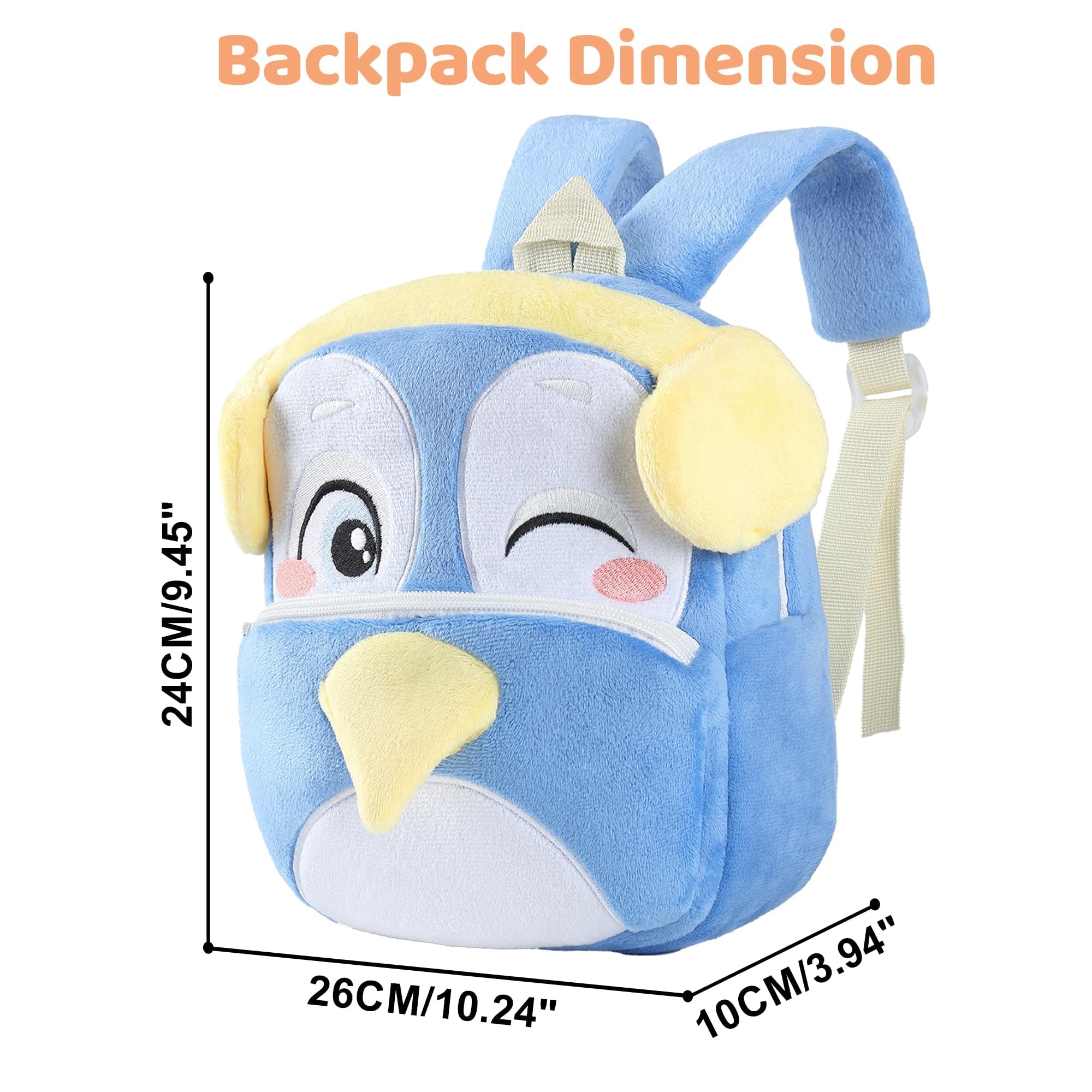 MICHLEY blue penguin backpack ergonomic back panel supports comfort.