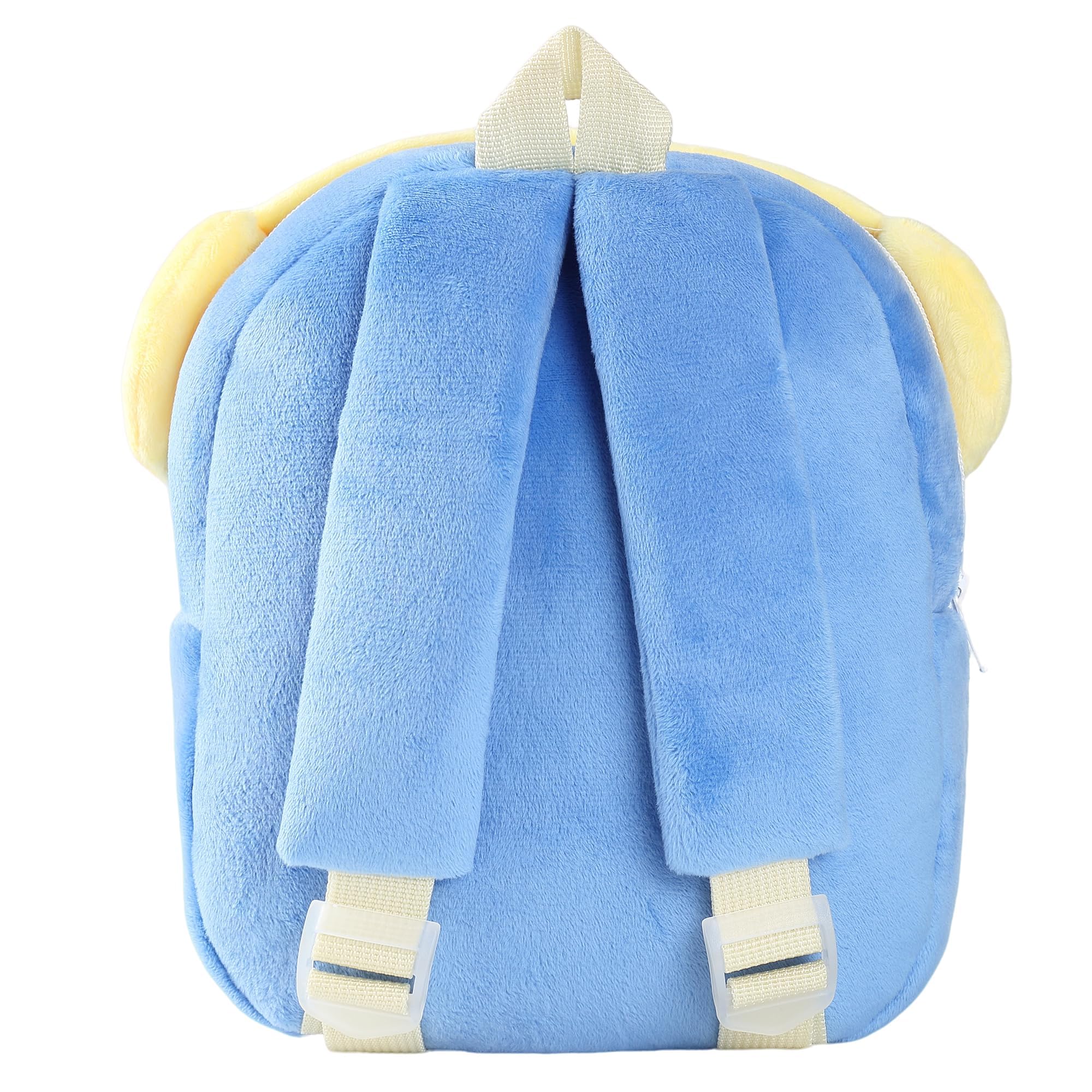 MICHLEY blue penguin backpack side profile showing compact size for toddlers.