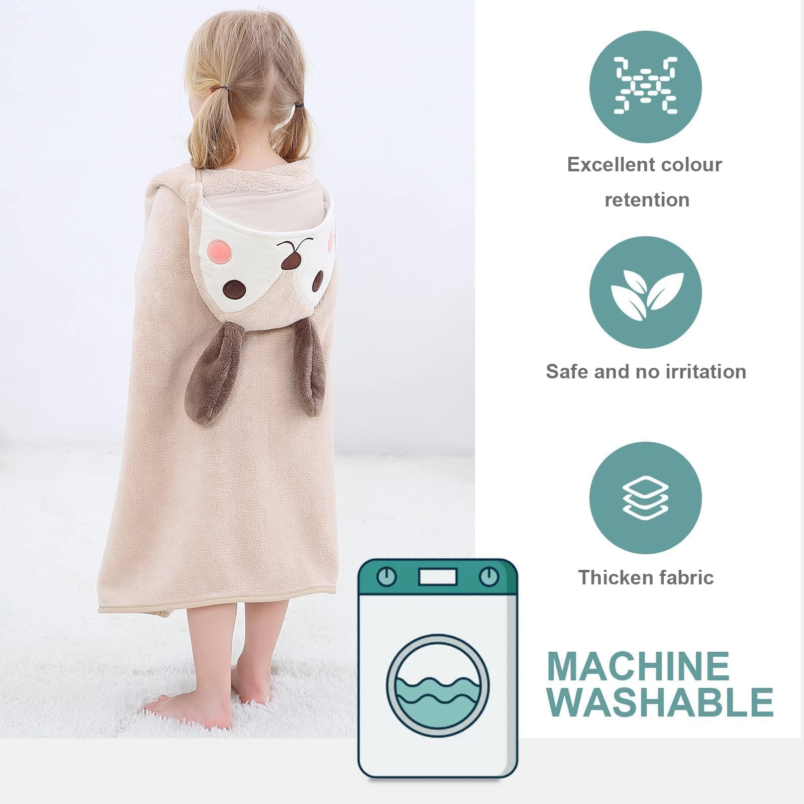 MICHLEY towel size 27.5x47 in for growing children.