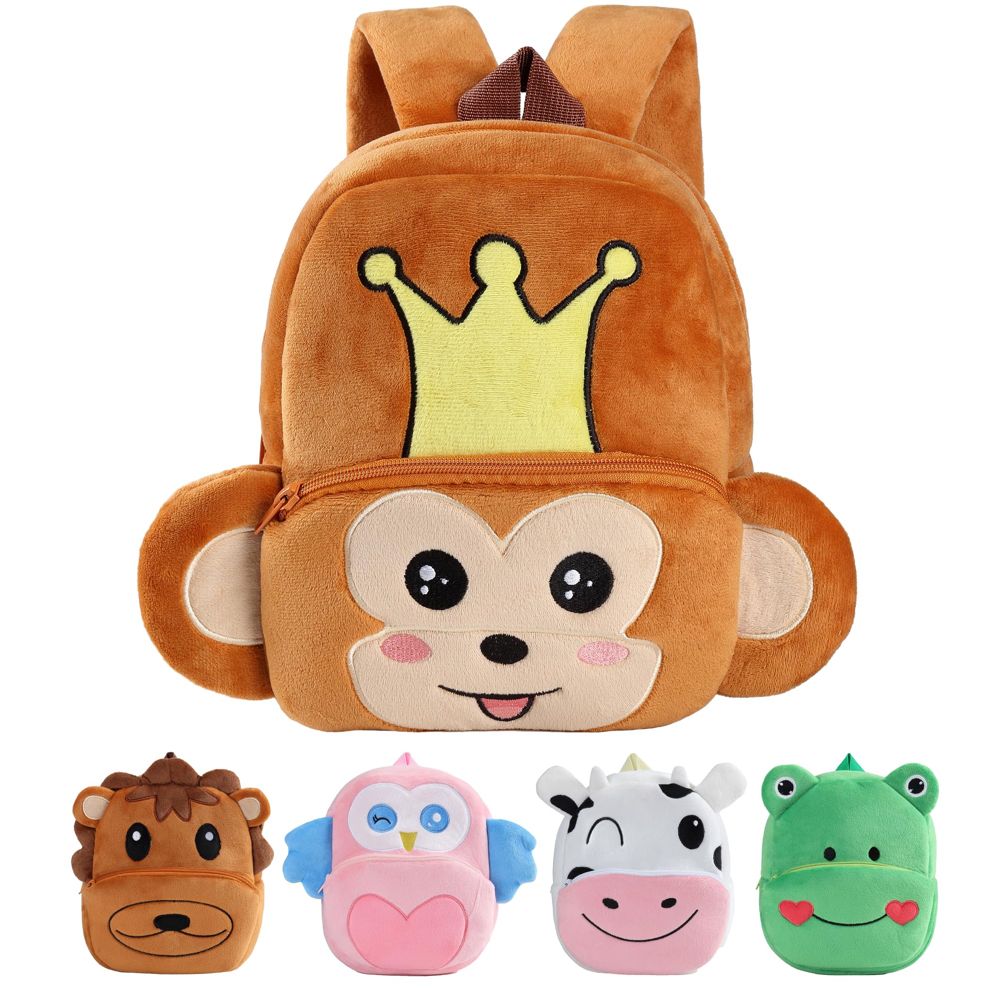 MICHLEY Crown Monkey backpack front view for kids, delightful design and practicality