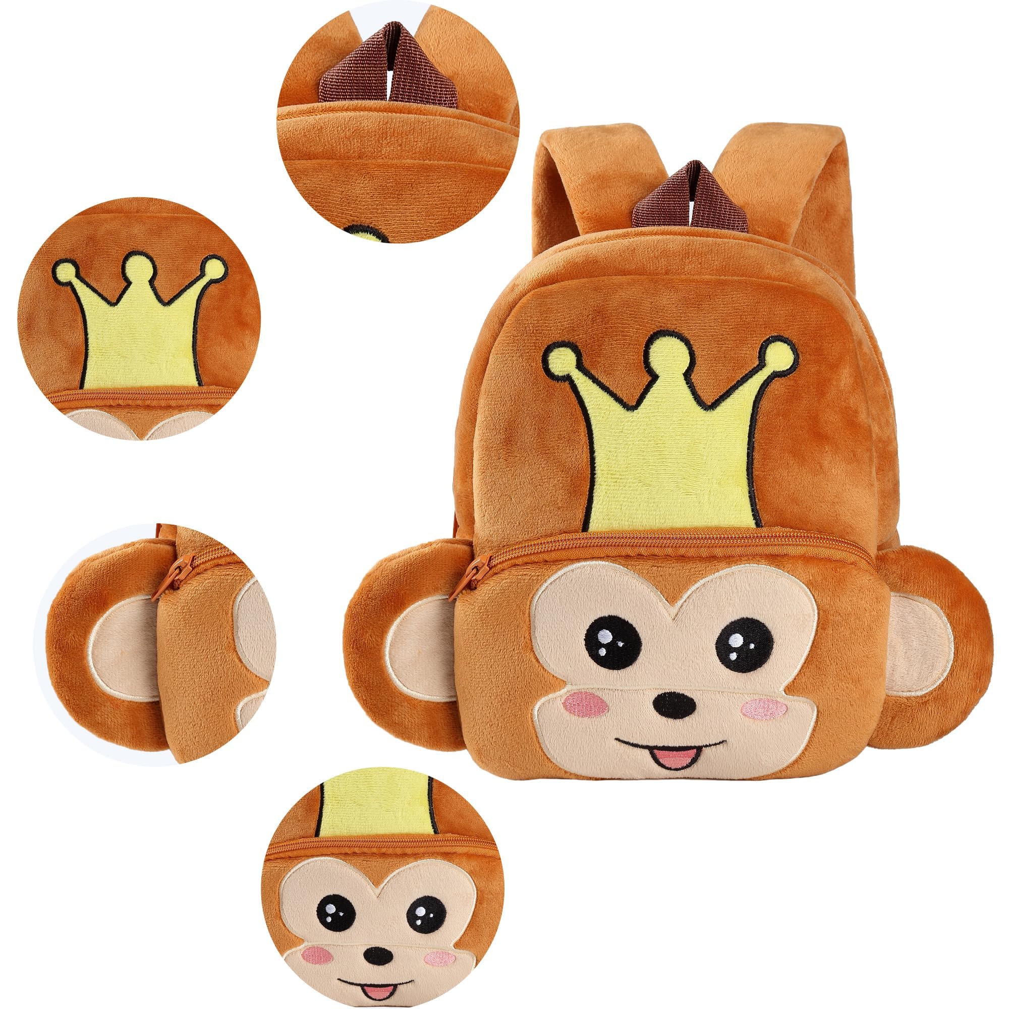 MICHLEY Crown Monkey backpack adjustable straps, growing with your child