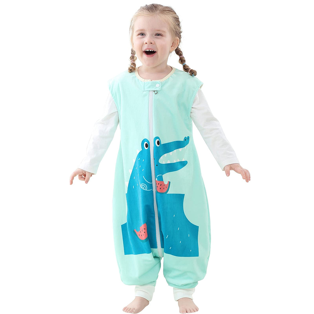MICHLEY dog-pattern sleeping bag 5-6t keeps baby cozy overnight.