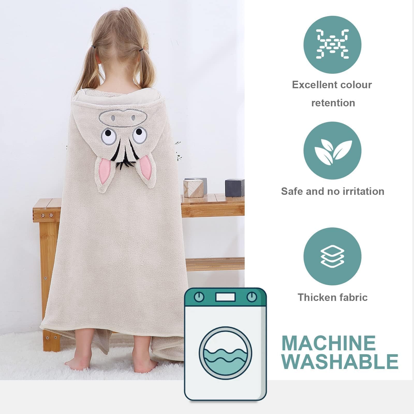 MICHLEY towel with cute animal hood embroidery for kids
