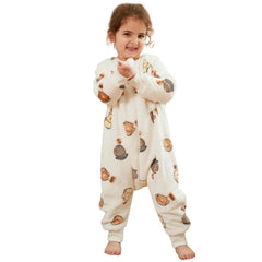MICHLEY flannel baby sleeping bag front view featuring Whitebear for cozy nights