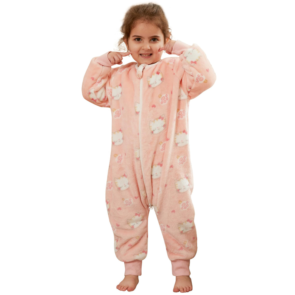 MICHLEY flannel sleeping bag with cat design for cozy nighttime warmth