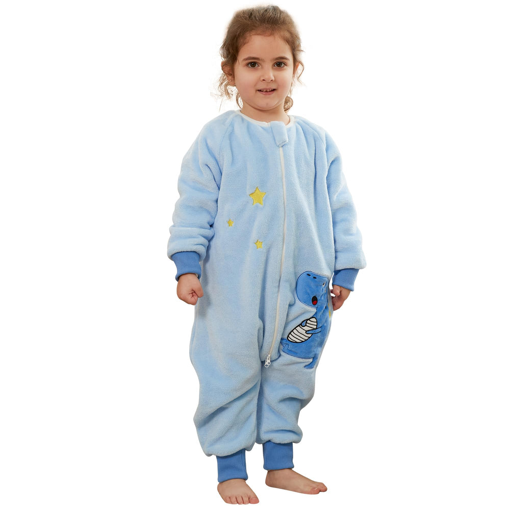 MICHLEY flannel sleeping bag with dinosaur design keeps baby warm and comfy