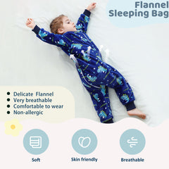 MICHLEY flannel sleeping bag with long sleeves and 3-way zipper.