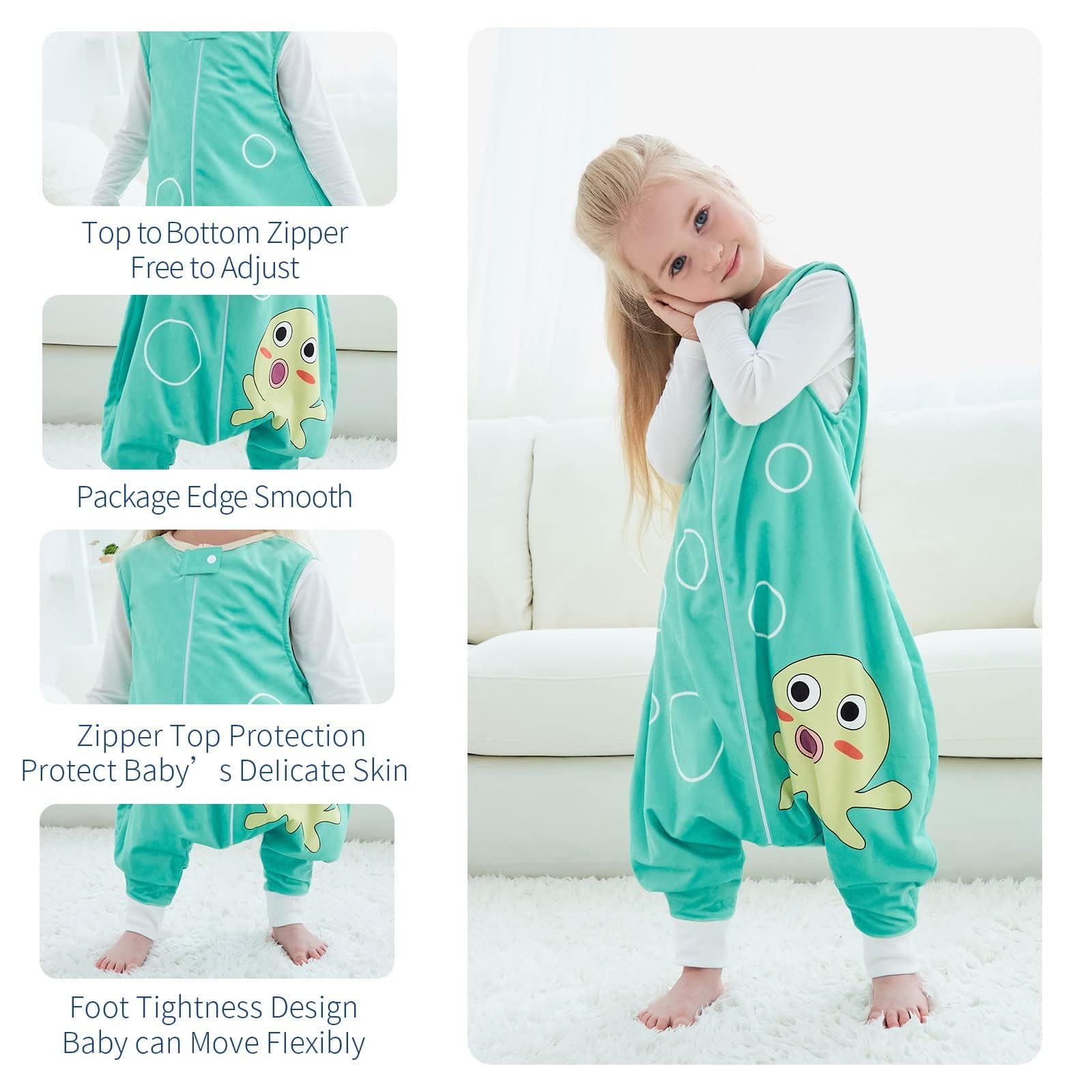 MICHLEY sleeping sack foot openings support movement and warmth