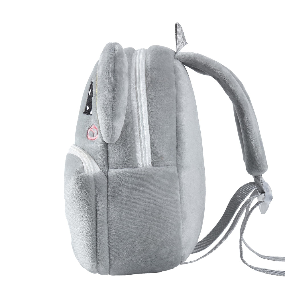 MICHLEY gray elephant backpack top view, shows ergonomic carry design for easy grabbing.