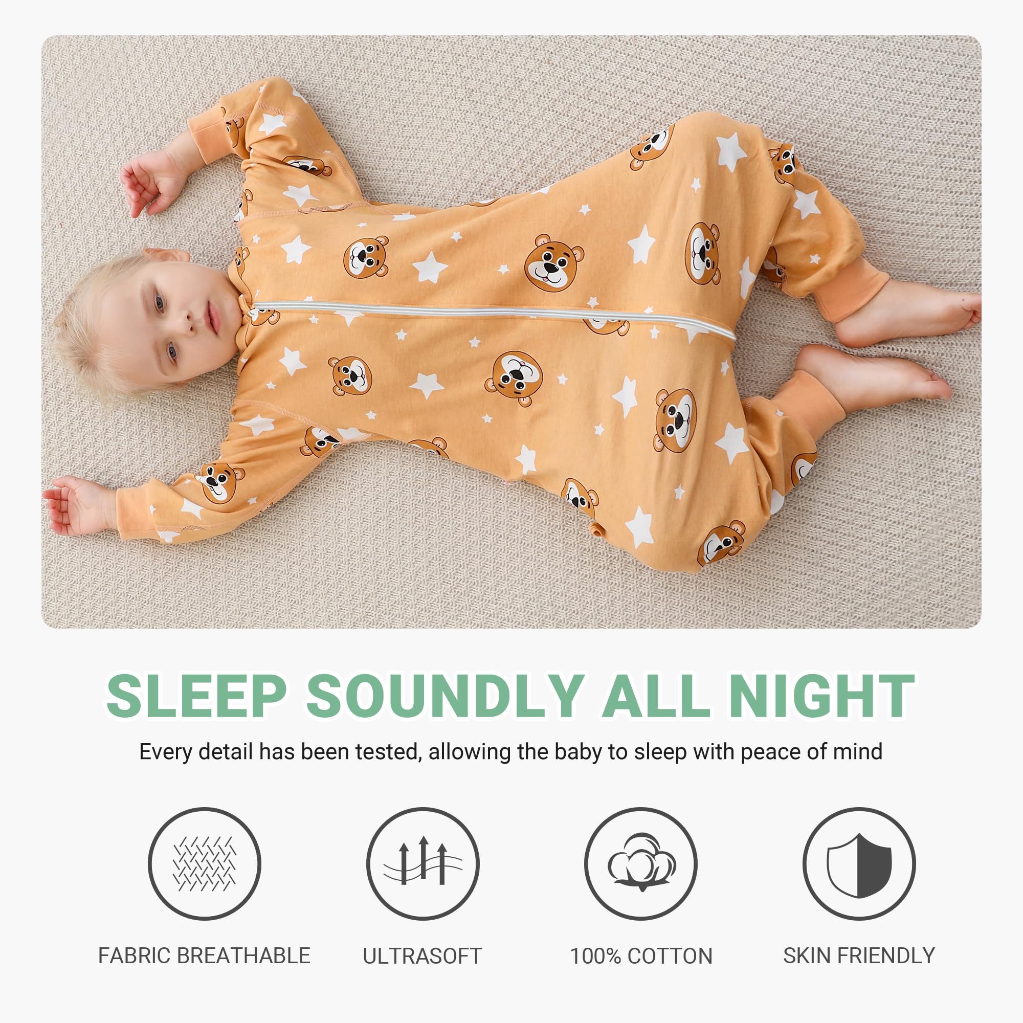 MICHLEY growth-adjustable leg design demonstrates adjustable fit for growing baby.