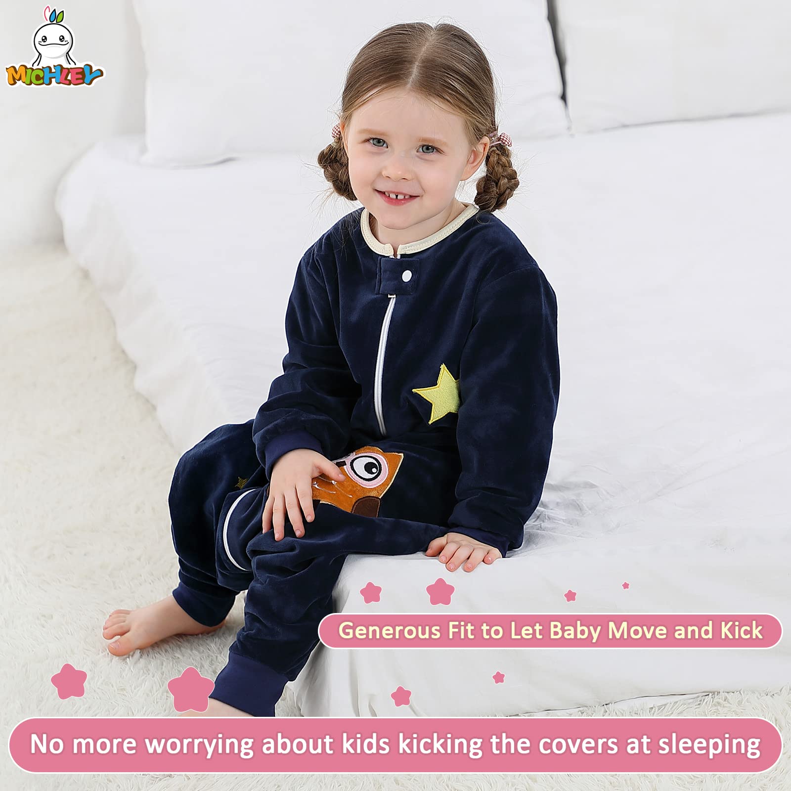 MICHLEY growth-sizes 1-3T to 5-6T fit growing little ones.