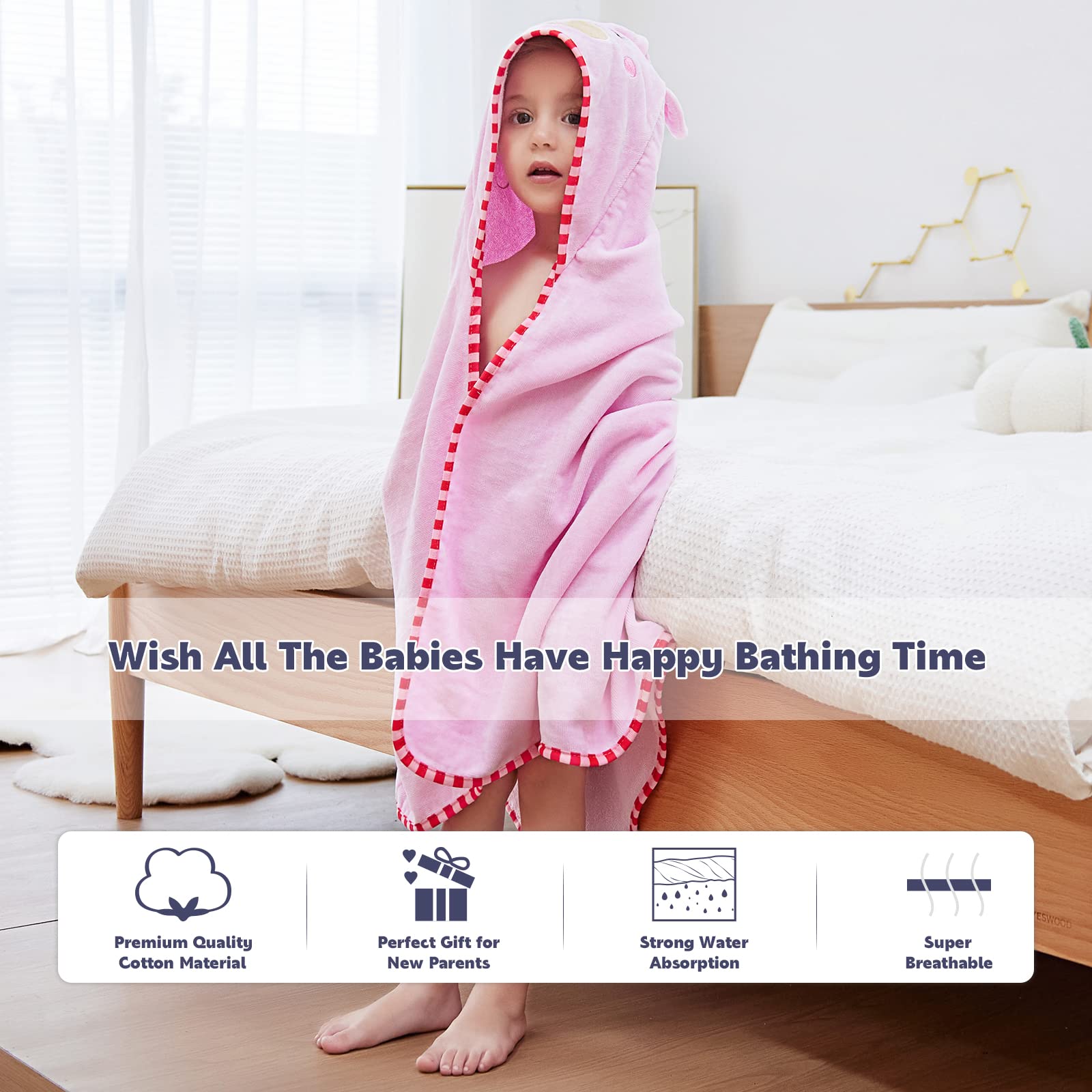 MICHLEY hood detail showing warm head coverage for cozy bath time.