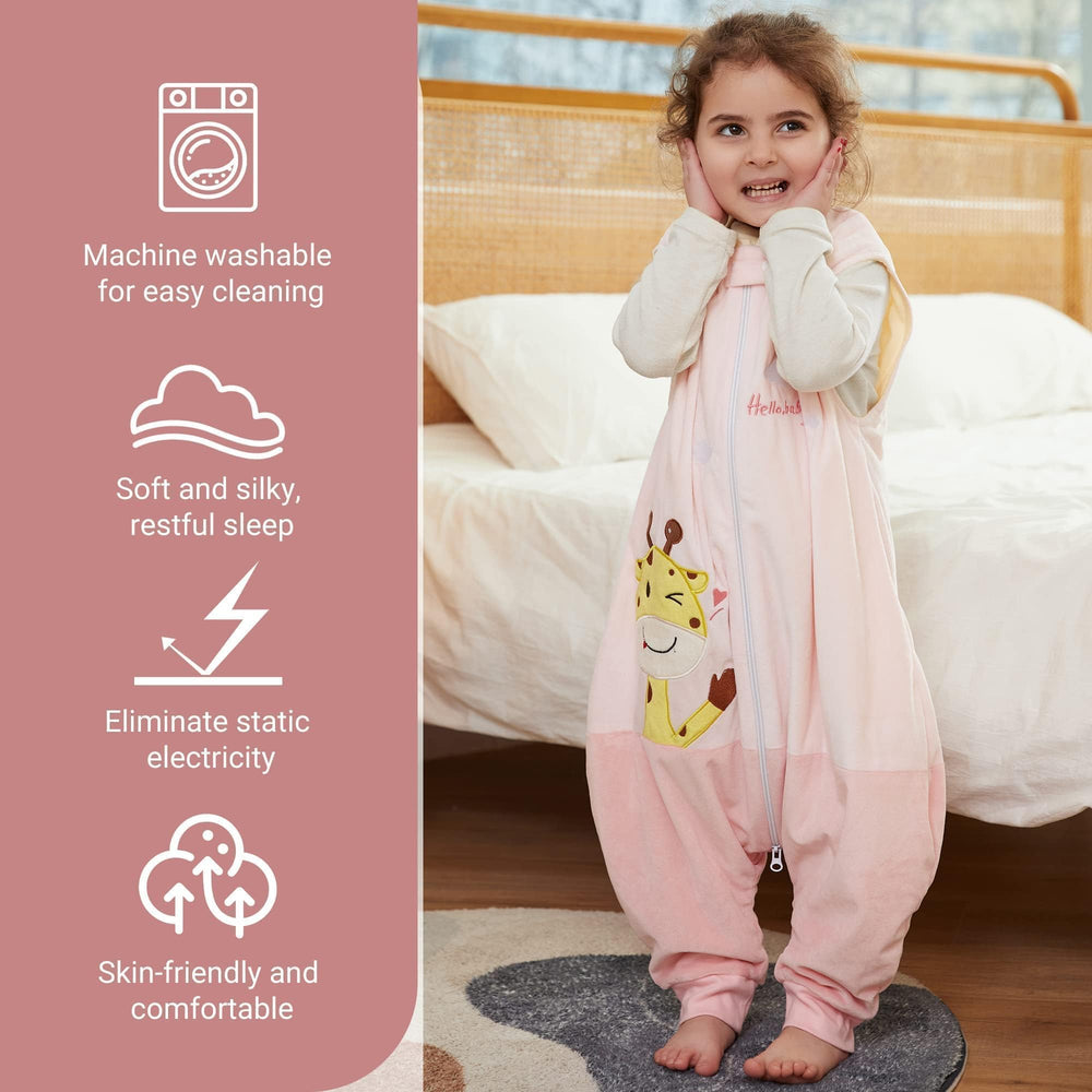 MICHLEY sleepsack pink giraffe side view supports active movement