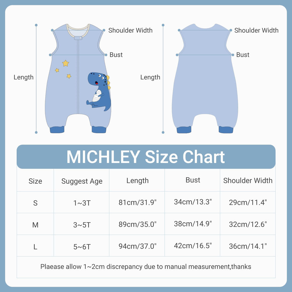 MICHLEY sleeveless top-zip design simplifies placing child inside the sleeping bag.