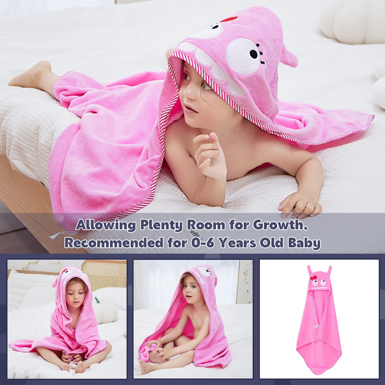 MICHLEY Large Cotton Baby Towel 35x35 inches for growing babies.