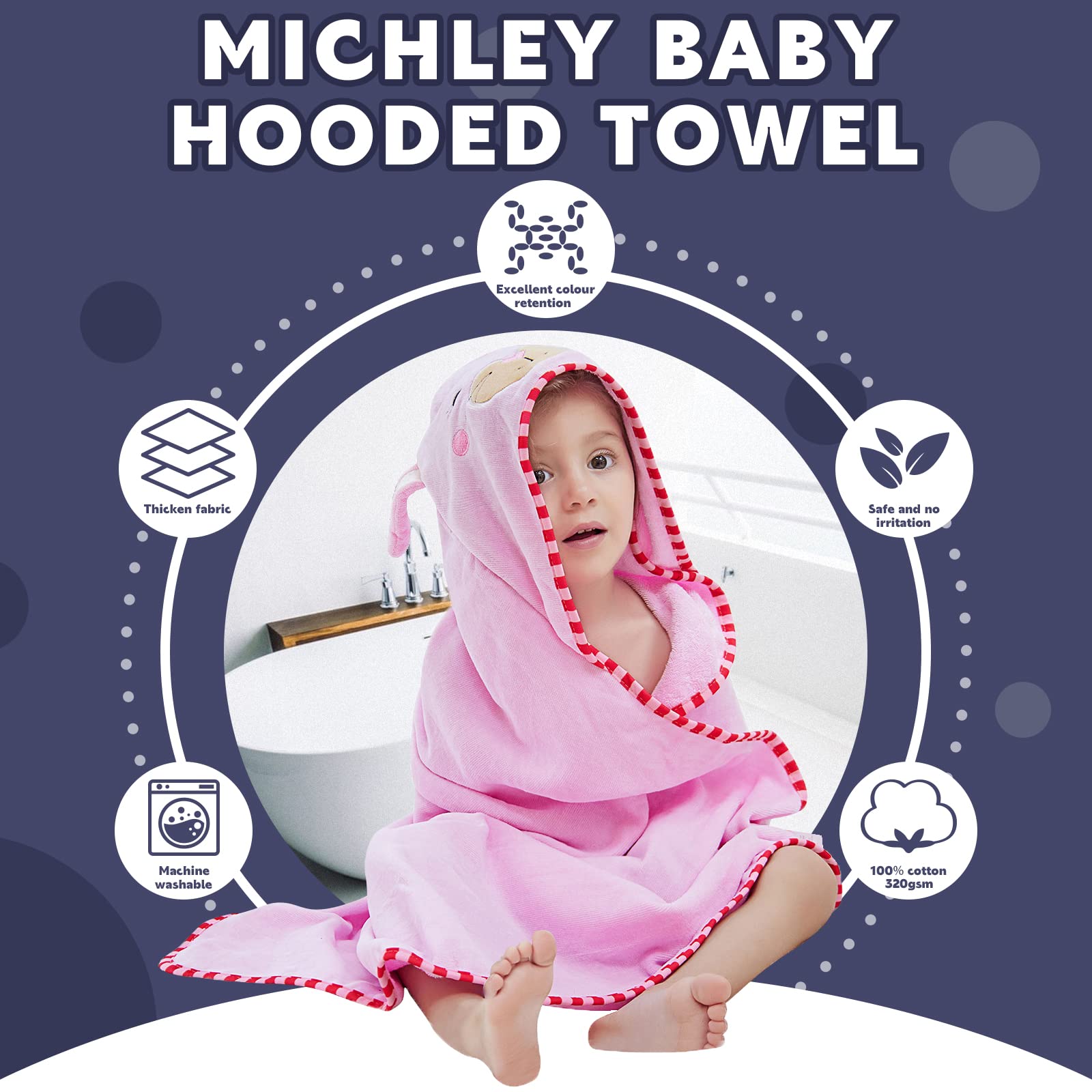 MICHLEY machine-washable towel; easy care maintains softness.