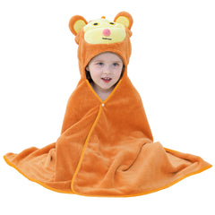 MICHLEY monkey hooded towel front view showing soft, absorbent fabric for gentle drying