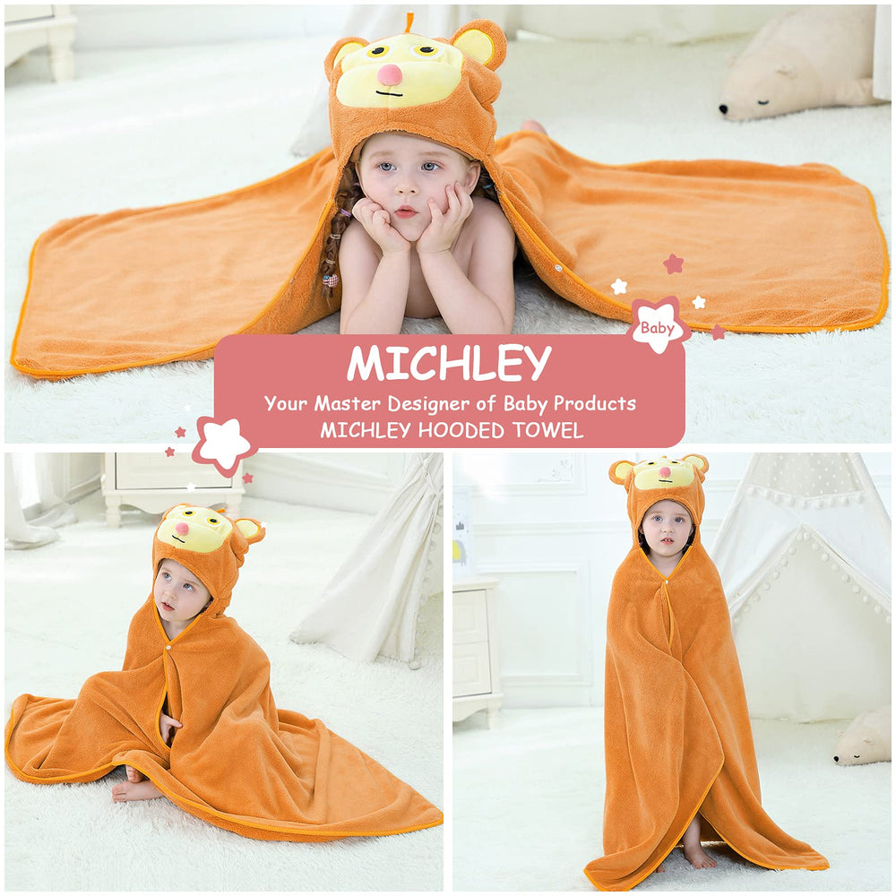 MICHLEY monkey hooded towel hood detail with playful design