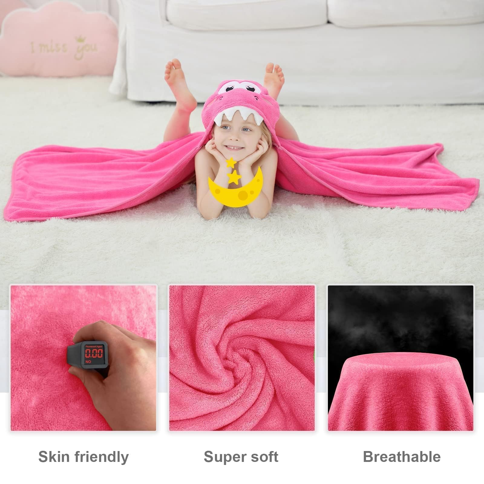 MICHLEY plush hood close-up highlights ultra-soft fabric and warmth after bath